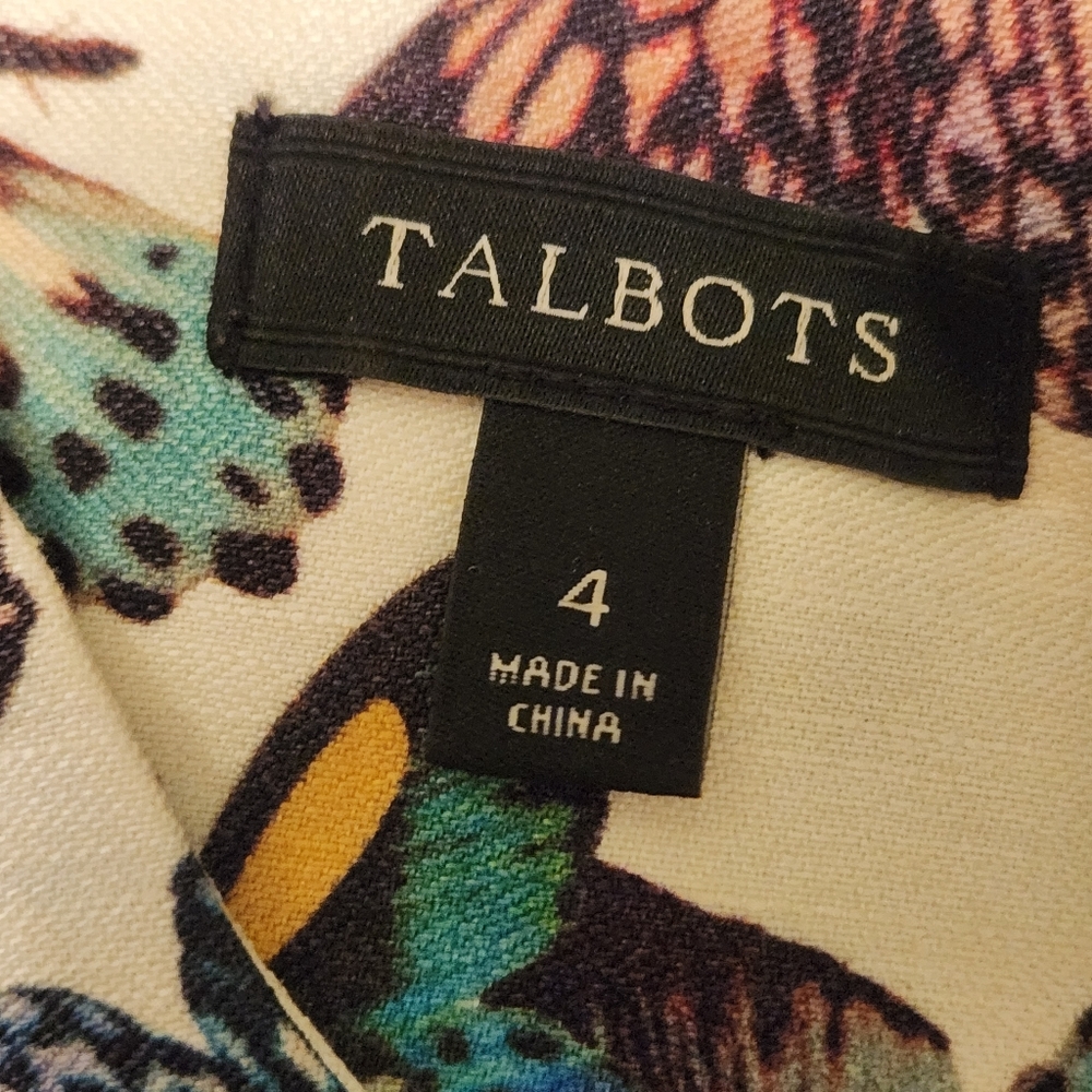 Talbots Linen-Blend Butterfly Print A-Line Sheath… - image 7